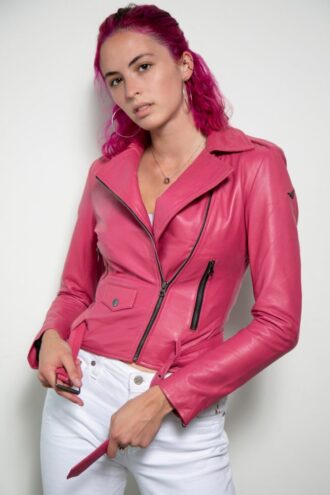 Womens Barbie Doll Pink Leather Jacket