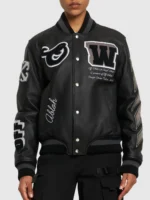 Off-White Logo patch leather varsity jacket