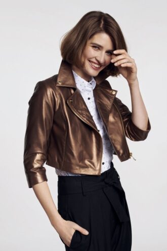 Womens Metallic Style Cooper Leather Jacket
