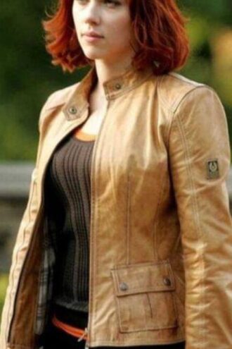 Avengers Black Widow Brown Leather Jacket