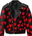 Heart Printed Black Leather Jacket