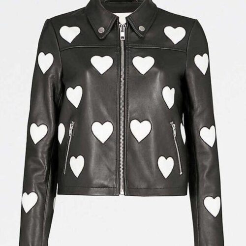 Women’s Maje Heart Biker Leather Jacket