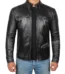 Black Real Leather Cafe Racer Jacket