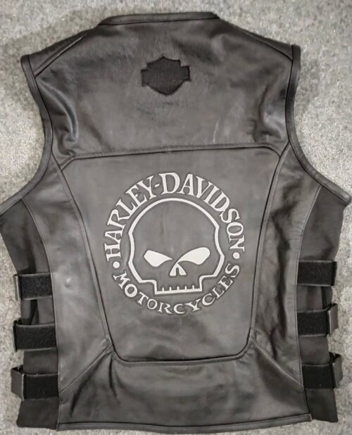 Harley Davidson Skull Embroidered Leather Vest