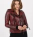 Women’s Burnt Red Biker handmade Italian lambskin Leather Jacket