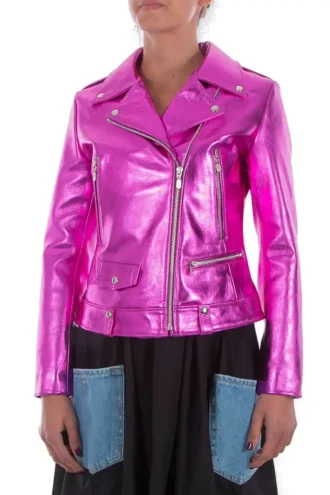 italian handmade Women genuine leather biker jacket slim fit metallic Hot  Pink Fuchsia - Leather Movie Jackets, Hollywood Jackets, Cosplay Costume  Jackets