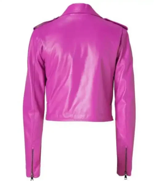Womens Biker Motorcycle Jacket HOT PINK 100% Genuine Lambskin Leather Jacket Vintage Blush Pink Biker Jacket, Casual Cropped Jacket Girls