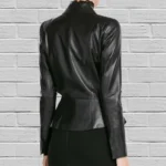 Women's Black Real Soft Pure Leather Blazer Jacket, Women's Handmade Black Leather Blazer Coat