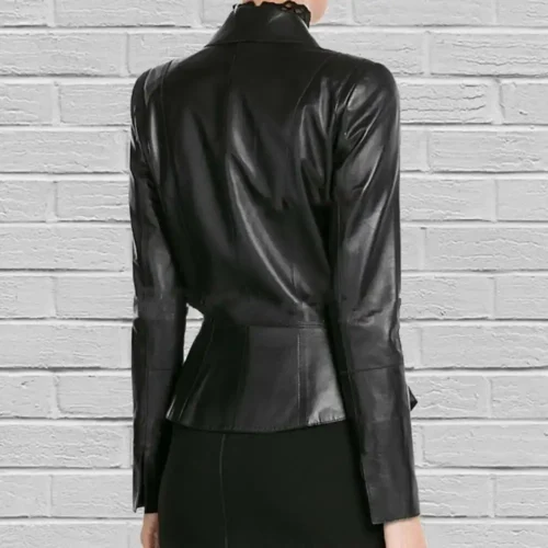 Women's Black Real Soft Pure Leather Blazer Jacket, Women's Handmade Black Leather Blazer Coat