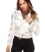 WHITE FAUX LEATHER MOTO JACKET WITH STUDS