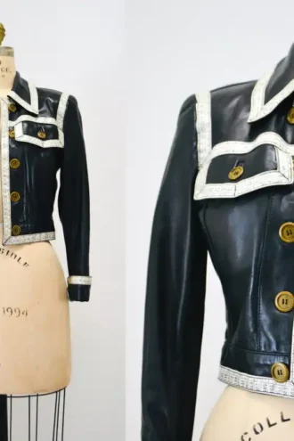 90s Vintage Black Leather Jacket