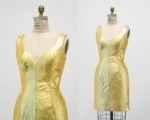 90s Metallic Gold Leather Dress by Michael Hoban North Beach Leather