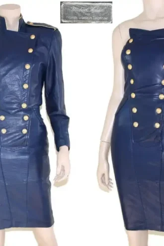 80s navy blue north beach leather military dress