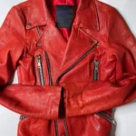 Tomato Red 1980s 80s Leather Motorcycle Jacket Red Leather Moto Jacket Red Leather Cafe Racer Bike Jacket 80s Jackets Jeans Fashion