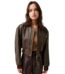 Women Distressed Brown Cropped Vintage Biker Slim Fit Real Leather Jacket 