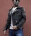 Mens Spiked Handmade Black Outerwear Gothic Rock Steampunk Motorbike Silver Studs Brando leather Jacket