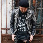 Men Handmade Hippie Style Silver Studded Jacket