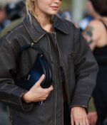 Women Oversize Handmade Black Leather Jacket, Genuine Sheepskin Leather