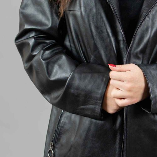 Real Leather Jacket With A hood Made From Genuine Lampskin