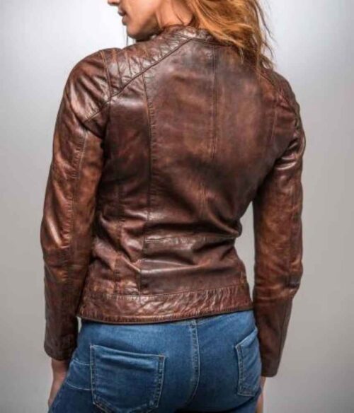 Vintage Brown Leather Women's Jacket By Leather Minion