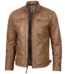 Men's Distressed Camel Brown Cafe Racer Leather Jacket
