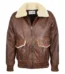 Mens G1 leather bomber jacket Aviator Style Cooper Brown