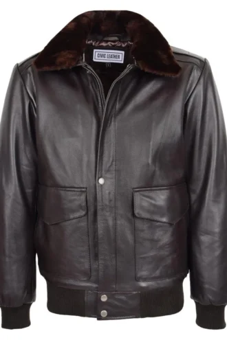 Mens G1 leather bomber jacket Aviator Style Jarrod Brown