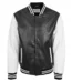 Mens Leather College Boy Varsity Jacket Garry Black White