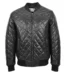 Mens Leather Quilted Bomber Jacket Black