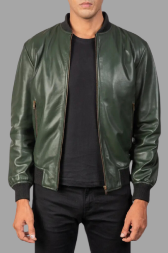Shane Green Leather Bomber Jacket