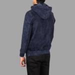 Kenton Hooded Blue Suede Pullover Jacket