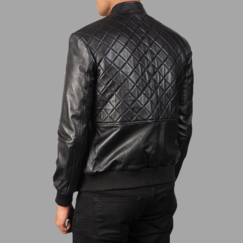 Moda Black Leather Bomber Jacket
