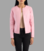 Elixir Pink Collarless Leather Jacket