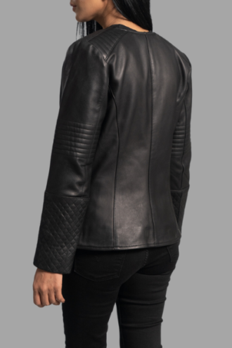Nexi Quilted Black Leather Jacket