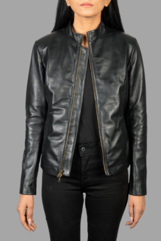 Rumella Black Leather Biker Jacket