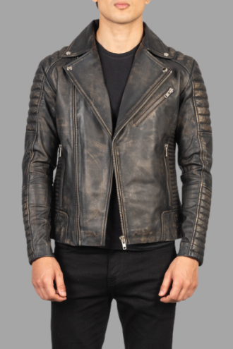 Armand Distressed Brown Leather Biker Jacket