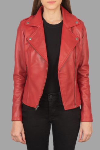 Flashback Red Leather Biker Jacket