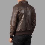 Aaron Brown Leather Bomber Jacket