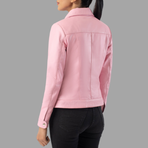 Vixen Pink Classic Collar Leather Jacket