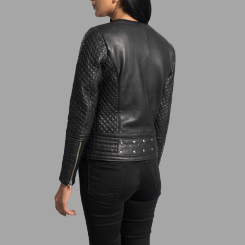 Celeste Studded Black Leather Jacket