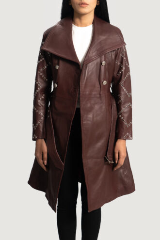 Missoni Maroon Leather Trench Coat