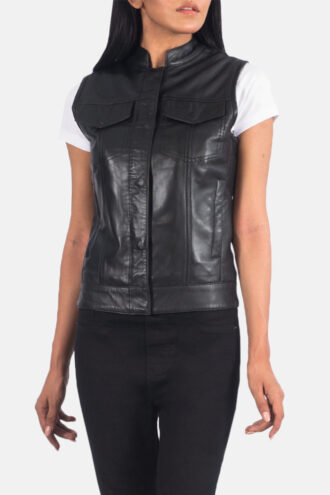 Rayne Moto Black Leather Vest
