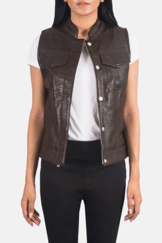 Rayne Moto Brown Leather Vest