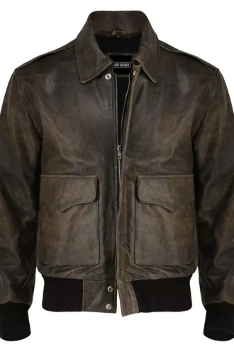 A2 Aviator Flight Jacket For Men Real Cowhide Distressed Leather Jacket