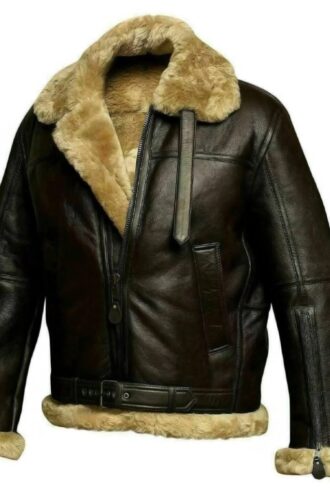 B3 Bomber Jacket For Men Real Sheepskin RAF Leather Jacket