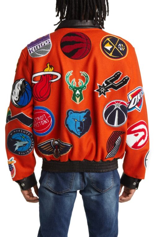 NBA Collage Wool Blend Jacket Orange