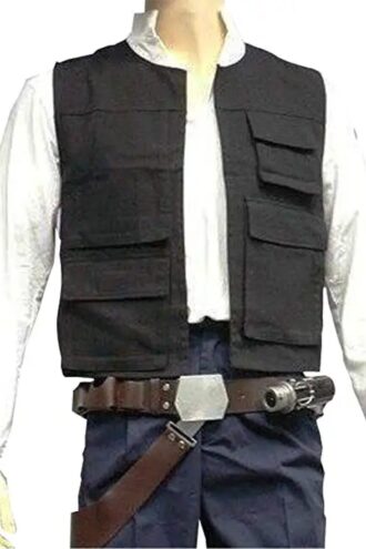 Han Solo Black ANH Vest Costume Cosplay Harrison Ford Movie