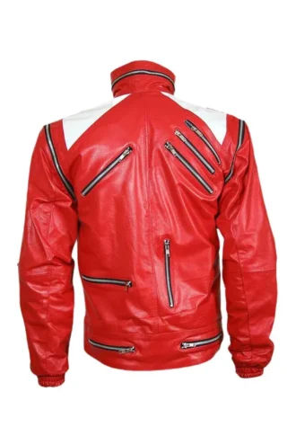 Michael Jackson J PARK Vintage 80s Red Leather BEAT IT Zipper Jacket