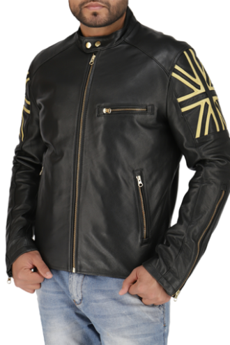 British Flag Motorcycle Leather Jacket For Men