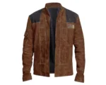 Solo A Star Wars Story Han Solo Brown Motorcycle Biker Suede Leather Jacket